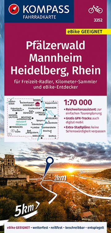 Bild vom Artikel KOMPASS Fahrradkarte 3352 Pfälzerwald, Mannheim, Heidelberg, Rhein 1:70.000 vom Autor Kompass-Karten GmbH