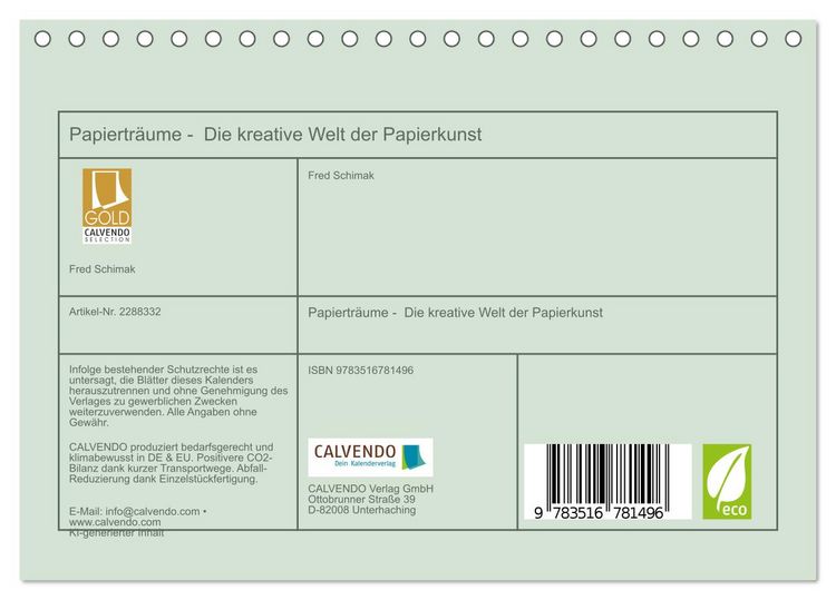 Produktbild: Papiertr&auml;ume - Die kreative Welt der Papierkunst (Tischkalender 2027 DIN A5 quer), CALVENDO Monatskalender
