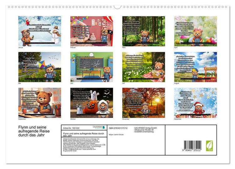 Produktbild: Flynn und seine aufregende Reise durch das Jahr (hochwertiger Premium Wandkalender 2026 DIN A2 quer), Kunstdruck in Hochglanz