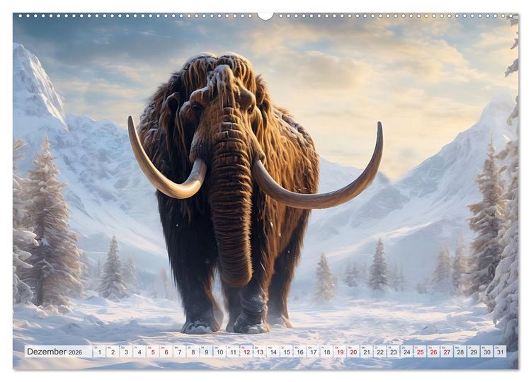 Produktbild: Im urzeitlichen Reich des Mammuts (hochwertiger Premium Wandkalender 2026 DIN A2 quer), Kunstdruck in Hochglanz