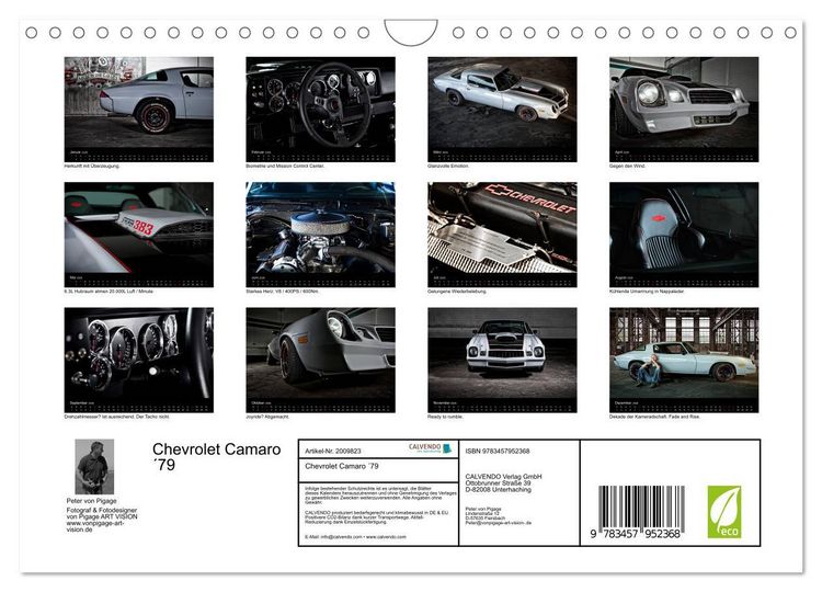 Produktbild: Chevrolet Camaro &acute;79 (Wandkalender 2026 DIN A4 quer), CALVENDO Monatskalender