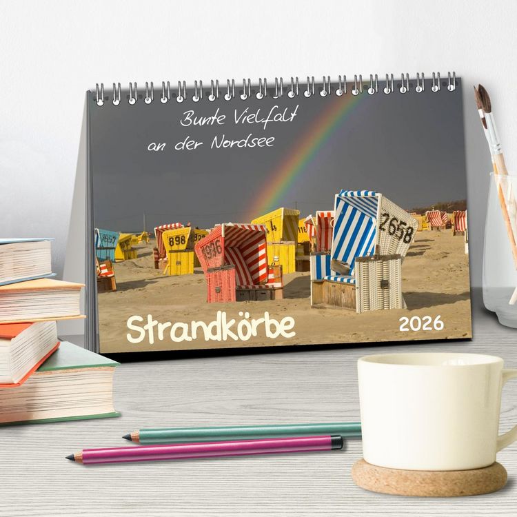 Produktbild: Strandk&ouml;rbe &ndash; bunte Vielfalt an der Nordsee (Tischkalender 2026 DIN A5 quer), CALVENDO Monatskalender