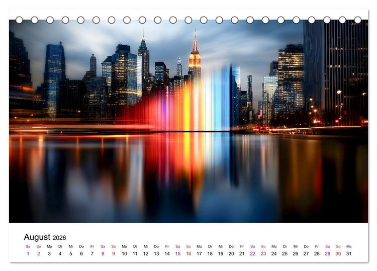 Produktbild: Stadt Lichter (Tischkalender 2026 DIN A5 quer), CALVENDO Monatskalender
