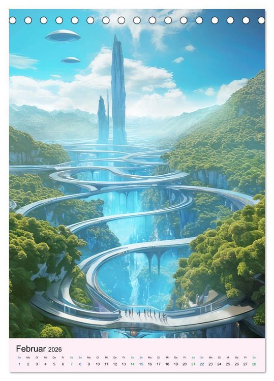 Produktbild: Sci-fi Welten - Fantasiebilder (Tischkalender 2026 DIN A5 hoch), CALVENDO Monatskalender
