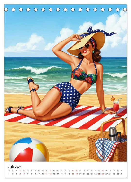 Produktbild: Charme & Kurven: Die Pin-ups der Golden 50s (Tischkalender 2026 DIN A5 hoch), CALVENDO Monatskalender