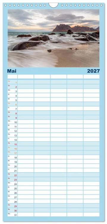 Produktbild: Familienplaner 2027 - Nordnorwegen - Wundervolle Lofoten mit 5 Spalten (Wandkalender, 21 x 45 cm) CALVENDO