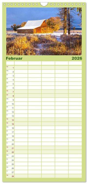 Produktbild: Familienplaner 2026 - Wyoming - Der Bundesstaat der gro&szlig;en Ebenen. mit 5 Spalten (Wandkalender, 21 x 45 cm) CALVENDO
