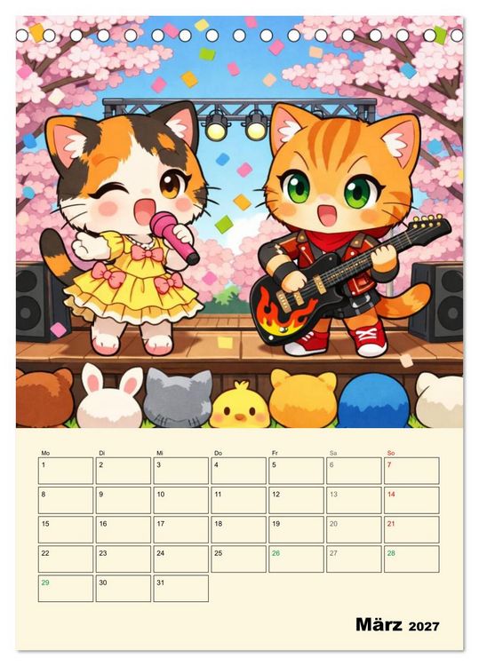 Produktbild: Mia und die Miezband (Tischkalender 2027 DIN A5 hoch), CALVENDO Monatskalender