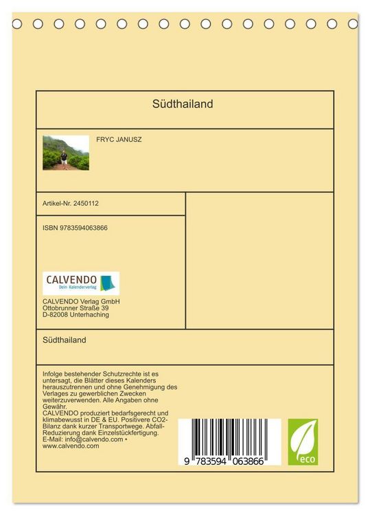 Produktbild: S&uuml;dthailand (Tischkalender 2027 DIN A5 hoch), CALVENDO Monatskalender