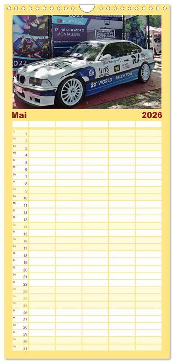Produktbild: Familienplaner 2026 - Rally Ikonen mit 5 Spalten (Wandkalender, 21 x 45 cm) CALVENDO