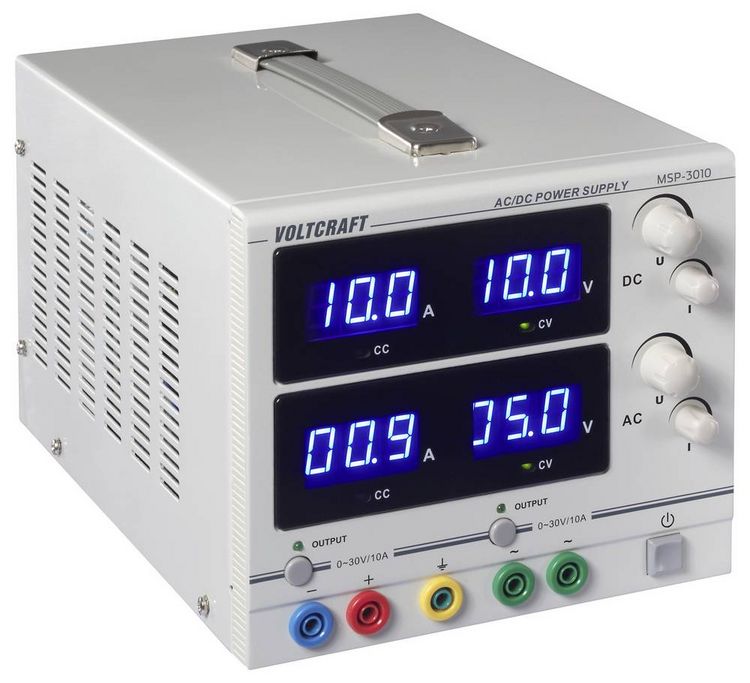 Produktbild: VOLTCRAFT MSP-3010 Labornetzger&auml;t, einstellbar geregelt AC und DC 0 - 30 V 0 - 10 A 2x 300 W Buchse 4 mm Anzahl Ausg&auml;nge 2 x