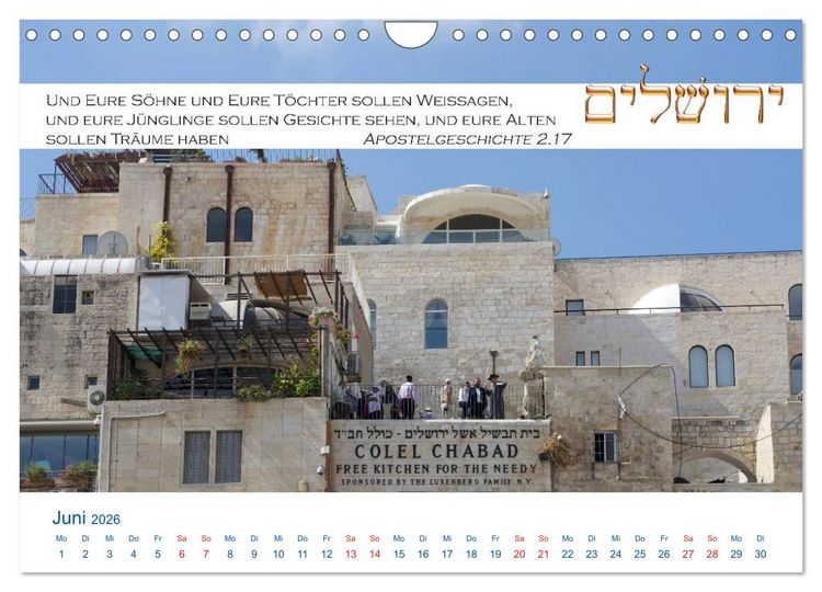 Produktbild: Jerusalem. Kalender mit Bibelworten (Wandkalender 2026 DIN A4 quer), CALVENDO Monatskalender