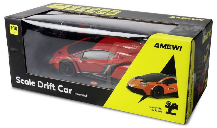 Produktbild: Amewi Veneno Drift Car Rot Brushed 1:18 RC Modellauto Elektro Drift Allradantrieb (4WD) RtR 2,4 GHz inkl. Akku und Ladekabel, Spar-Set