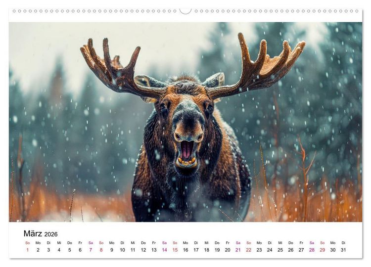 Produktbild: Elche - sch&ouml;ne Momente (Wandkalender 2026 DIN A2 quer), CALVENDO Monatskalender