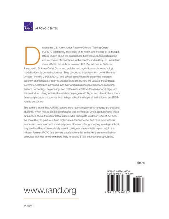 Produktbild: The Impact of Army Jrotc Participation on School and Career Outcomes