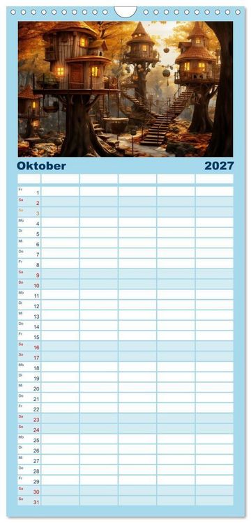 Produktbild: Familienplaner 2027 - Baumh&auml;user - Traumhafte Luftschl&ouml;sser mit 5 Spalten (Wandkalender, 21 x 45 cm) CALVENDO