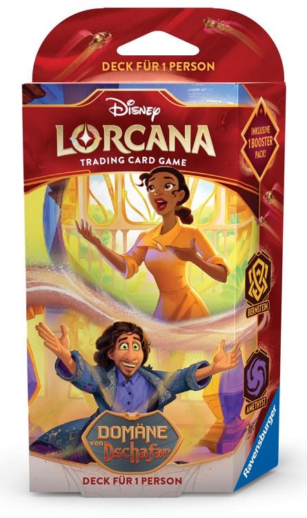 Produktbild: Disney Lorcana TCG: Dom&auml;ne von Dschafar - Bernstein und Amethyst Deck f&uuml;r 1 Person (Deutsch)