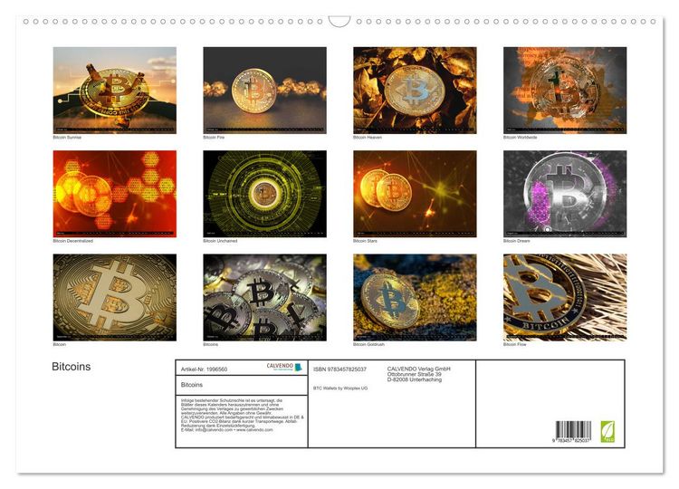 Produktbild: Bitcoins (Wandkalender 2026 DIN A2 quer), CALVENDO Monatskalender