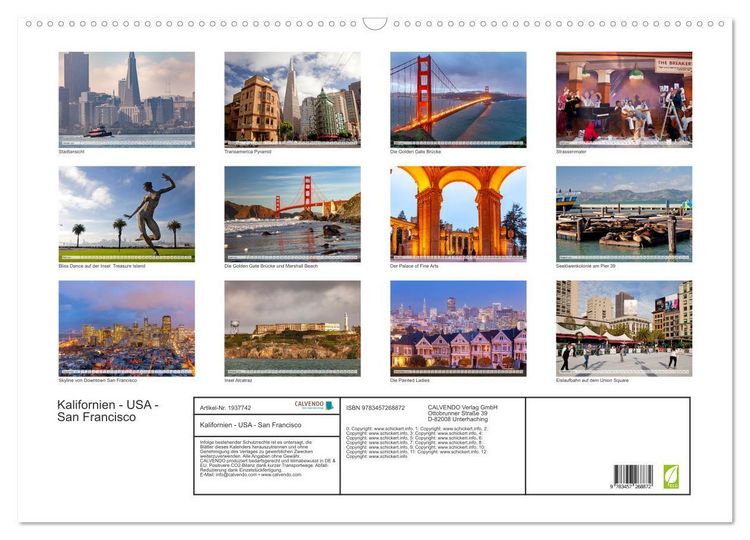 Produktbild: Kalifornien - USA - San Francisco (Wandkalender 2026 DIN A2 quer), CALVENDO Monatskalender
