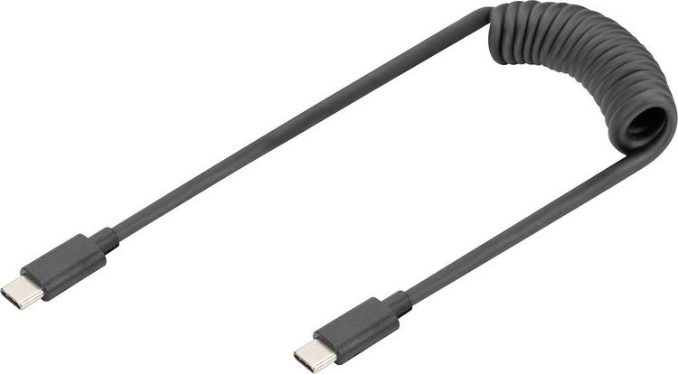 Produktbild: Digitus AK-300431-006-S USB-C&reg; Adapter [1x USB-C&reg; - 1x USB-C&reg;] Schwarz Spiralkabel 1m
