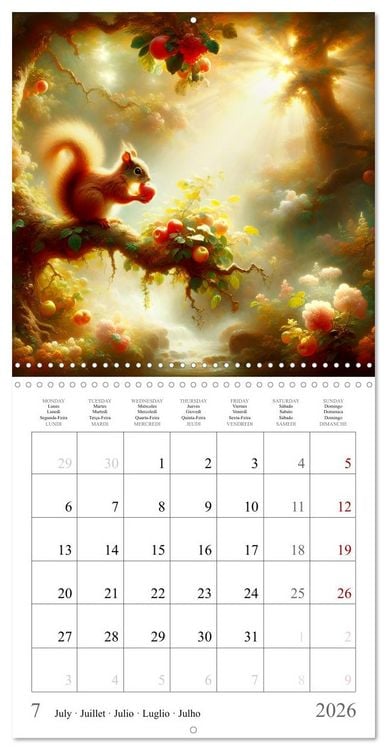 Produktbild: Magie de l'&eacute;cureuil (Calendrier mural carr&eacute; 2026 30x30 cm) Calendrier double avec une page pour vos prises de notes