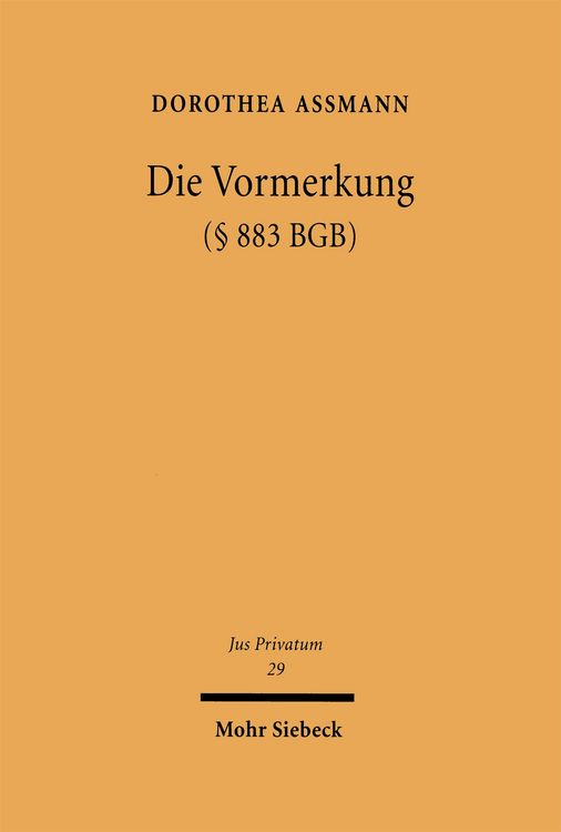 Produktbild: Die Vormerkung (&sect; 883 BGB)
