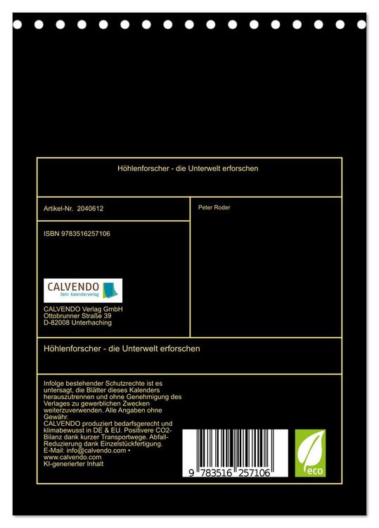 Produktbild: H&ouml;hlenforscher - die Unterwelt erforschen (Tischkalender 2026 DIN A5 hoch), CALVENDO Monatskalender