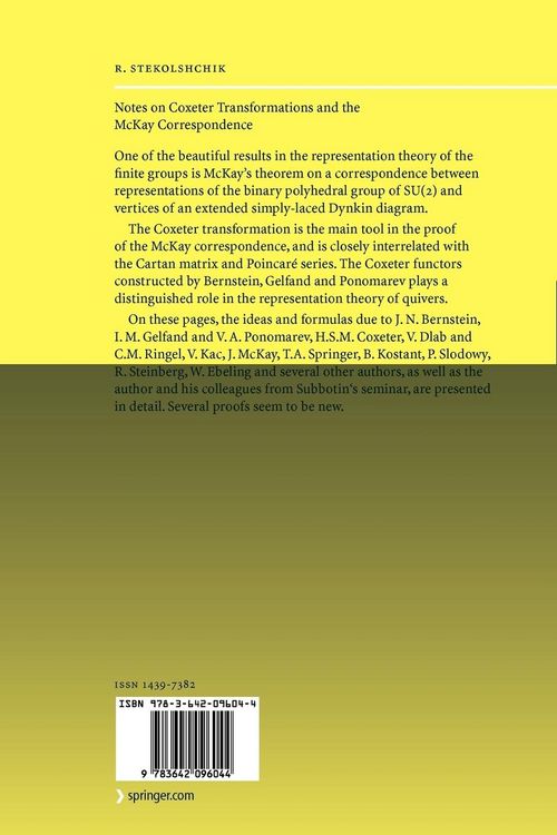 Produktbild: Notes on Coxeter Transformations and the McKay Correspondence