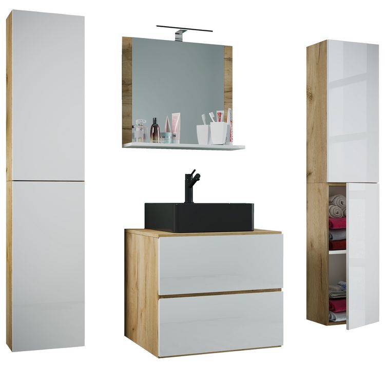 Produktbild: 5-tlg Waschtisch Badm&ouml;bel 60cm Lendas XL Schublade