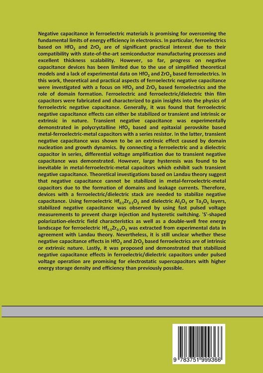 Produktbild: Negative Capacitance in Ferroelectric Materials