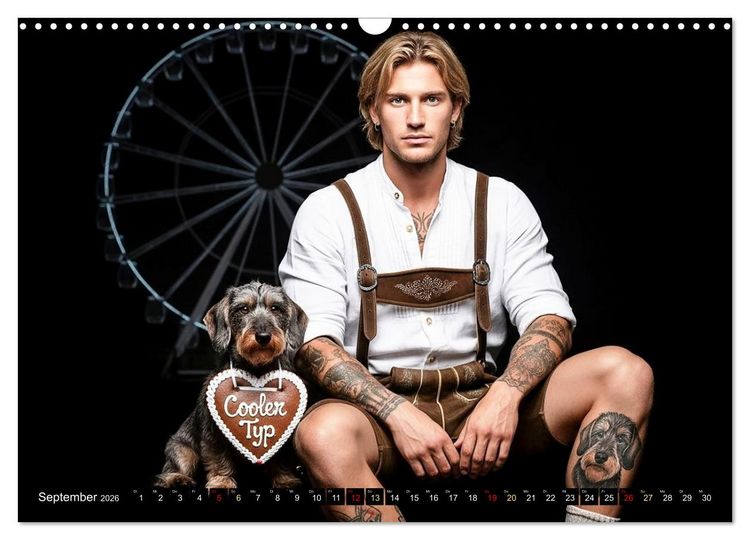Produktbild: Coole Typen - Rauhaardackel (Wandkalender 2026 DIN A3 quer), CALVENDO Monatskalender