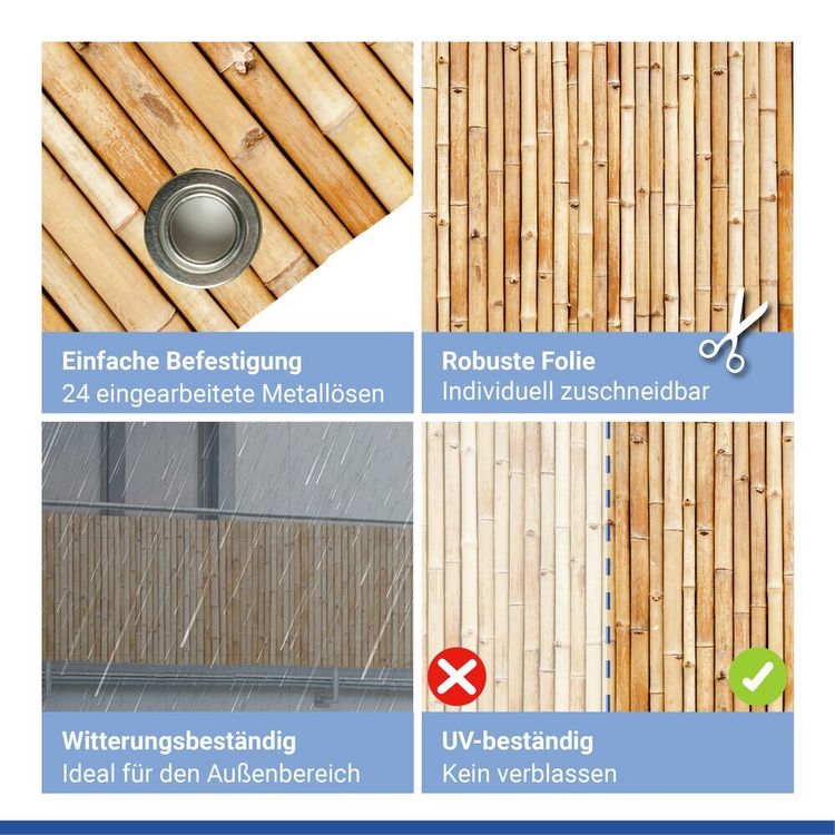Balkon-Sichtschutz Mod. Bambus, 5 m, UV- und witterungsbestndig kaufen