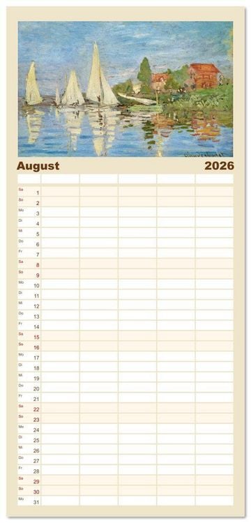 Produktbild: Familienplaner 2026 - Typisch Monet mit 5 Spalten (Wandkalender, 21 x 45 cm) CALVENDO