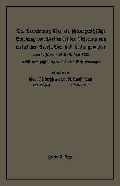 Produktbild: Die Verordnung &uuml;ber die schiedsgerichtliche Erh&ouml;hung von Preisen bei der Lieferung von elektrischer Arbeit, Gas und Leitungswasser