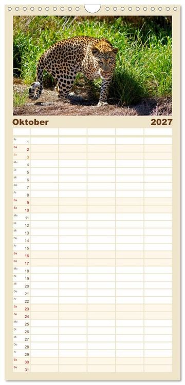 Produktbild: Familienplaner 2027 - Namibias faszinierende Tierwelt mit 5 Spalten (Wandkalender, 21 x 45 cm) CALVENDO