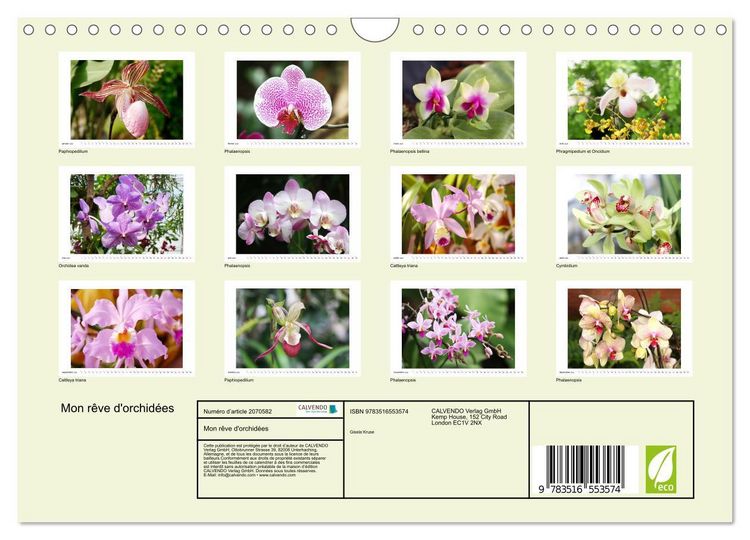 Produktbild: Mon r&ecirc;ve d'orchid&eacute;es (Calendrier mural 2026 DIN A4 vertical), CALVENDO calendrier mensuel