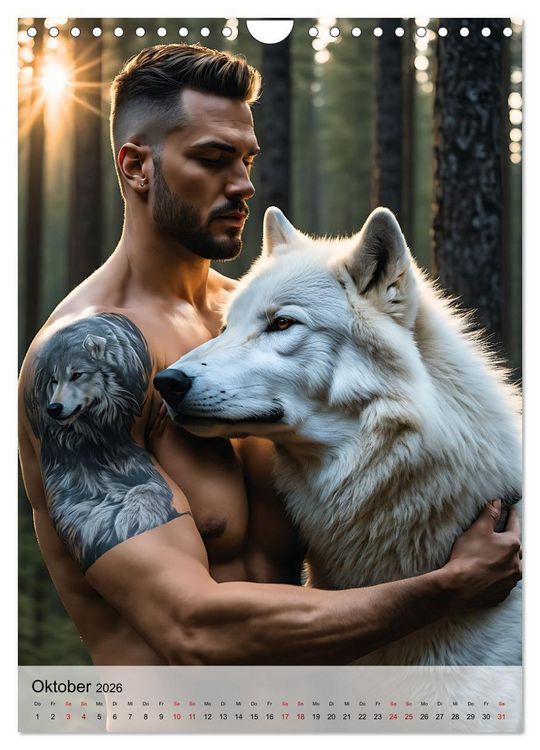 Produktbild: Verwegene Kerle - Muskeln, Tattoos und wilde Tiere (Wandkalender 2026 DIN A4 hoch), CALVENDO Monatskalender