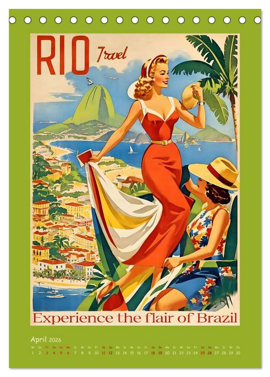 Produktbild: City Travel Poster - nostalgische St&auml;dtereise um die Welt (Tischkalender 2026 DIN A5 hoch), CALVENDO Monatskalender