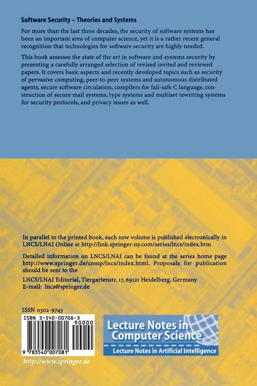 Produktbild: Software Security -- Theories and Systems