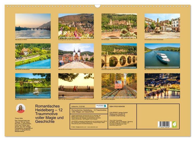 Produktbild: Romantisches Heidelberg &ndash; 12 Traummotive voller Magie und Geschichte (Wandkalender 2026 DIN A2 quer), CALVENDO Monatskalender