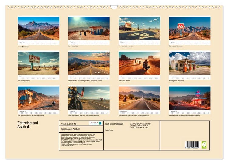 Produktbild: Zeitreise auf Asphalt (Wandkalender 2026 DIN A2 quer), CALVENDO Monatskalender
