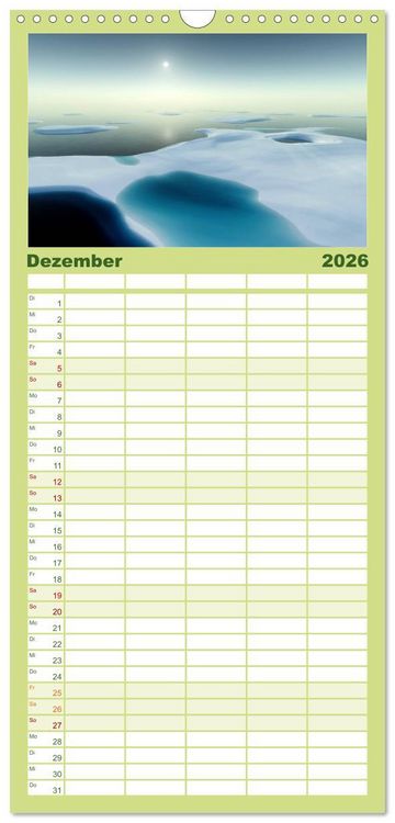 Produktbild: Familienplaner 2026 - Bezaubernde Landschaften mit 5 Spalten (Wandkalender, 21 x 45 cm) CALVENDO