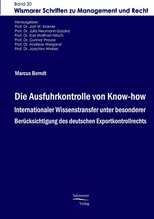 Produktbild: Die Ausfuhrkontrolle von Know-how