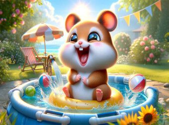 Produktbild: CALVENDO Puzzle Sommertage und Planschvergn&uuml;gen: Ein Hamster entdeckt das Wasser | 2000 Teile Lege-Gr&ouml;&szlig;e 90x67cm Foto-Puzzle f&uuml;r gl&uuml;ckliche Stunden