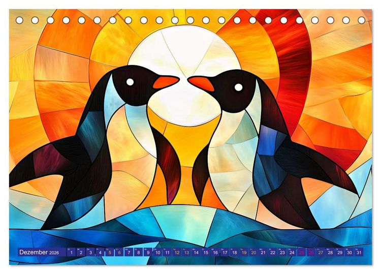 Produktbild: PINGUINE - modern Art (Tischkalender 2026 DIN A5 quer), CALVENDO Monatskalender