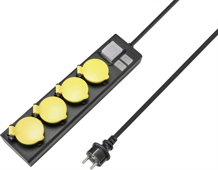 Produktbild: Sygonix RF-4737806 Steckdosenleiste mit Schalter Schwarz, Gelb Schutzkontakt 1St.