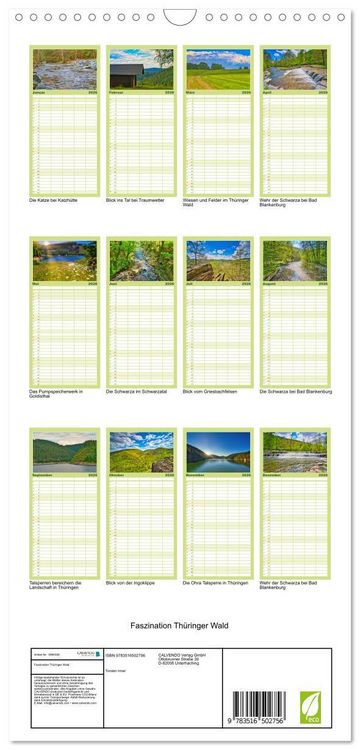 Produktbild: Familienplaner 2026 - Faszination Th&uuml;ringer Wald mit 5 Spalten (Wandkalender, 21 x 45 cm) CALVENDO