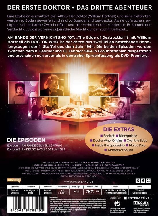 Produktbild: Doctor Who - Der Erste Doktor: Am Rande der Vernichtung (Digipack-Edition)