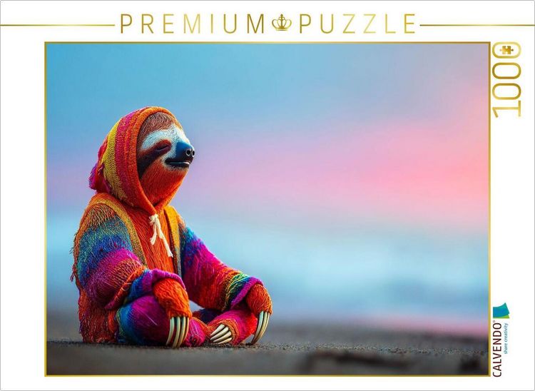 Produktbild: CALVENDO Puzzle Sloth-Flow im Beach-Yoga | 1000 Teile Lege-Gr&ouml;&szlig;e 64x48cm Foto-Puzzle f&uuml;r gl&uuml;ckliche Stunden