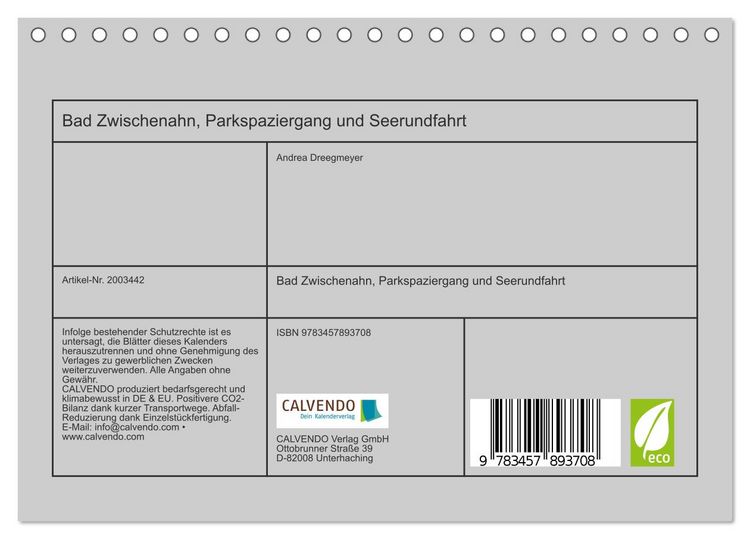 Produktbild: Bad Zwischenahn, Parkspaziergang und Seerundfahrt (Tischkalender 2026 DIN A5 quer), CALVENDO Monatskalender